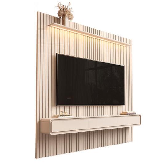 Home Painel Ripado TV 85 Com LED Sala 230cm Trevi 2.3 EDN Off White