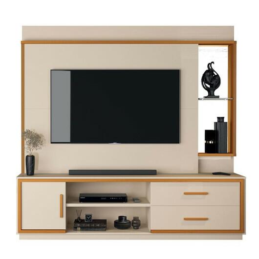 Home Rack com Painel 2.0m TV 75 Pol Avis EAX Off White/Cedro