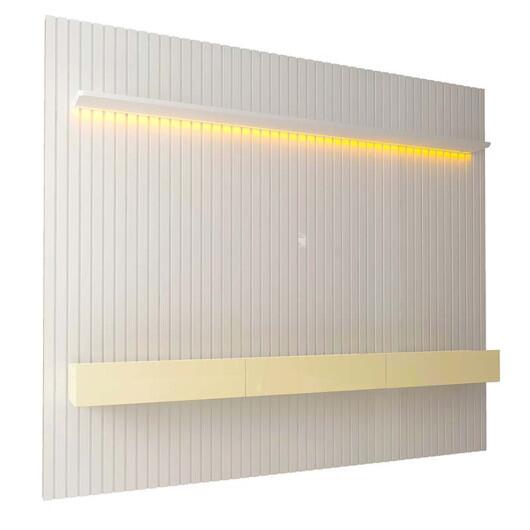 Home Ripado Para TV 85 Polegadas Com LED 230x250 Nobre Gelius Branco/Off White
