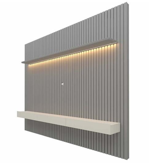 Home Ripado Para TV 85 Polegadas Com LED 230x250 Nobre Gelius Cinza/Off White