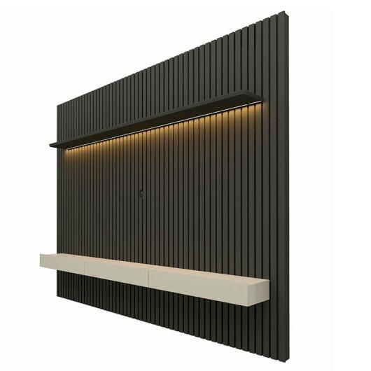 Home Ripado Para TV 85 Polegadas Com LED 230x250 Nobre Gelius Grafite/Off White