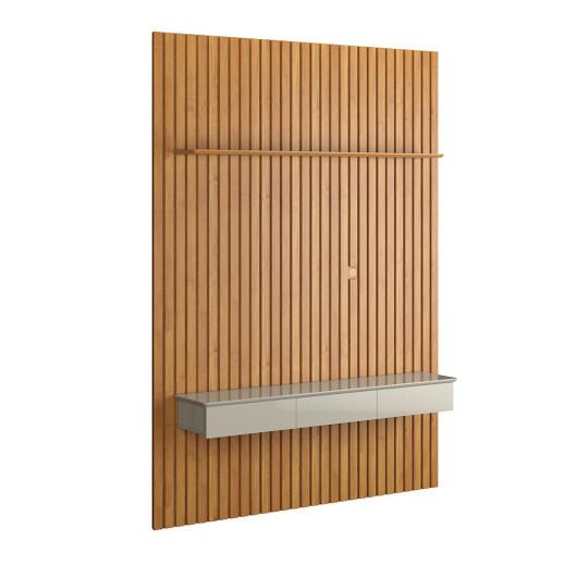 Home Painel Ripado 250x184cm Para TV 75 Supremo 1.8 Patrimar Cinamomo/Off White