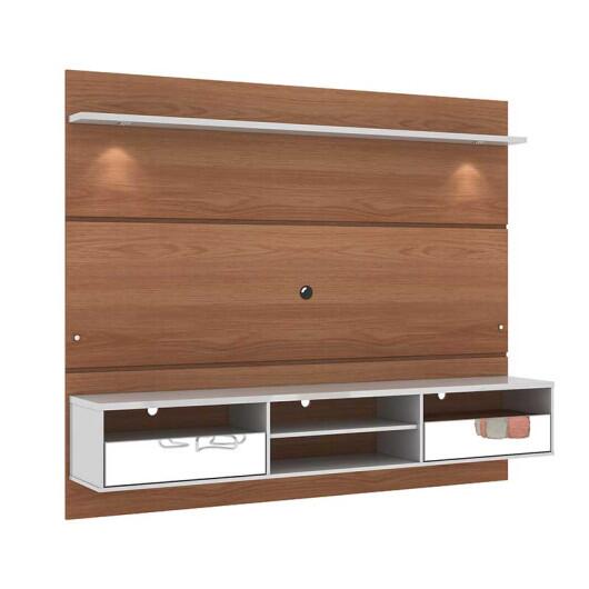 Home Suspenso Para TV 60 Angra Com Espelho Mirarack Castanho/Off White
