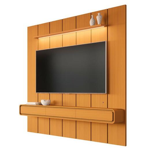 Home Painel Suspenso 220cm Para TV 85¨ Gavetas LED Liv 2.2 EDN Cedro