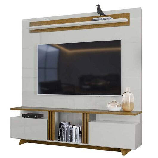 Home Sala Para TV Até 60 Pol Zafira Lukaliam Off White/Canela