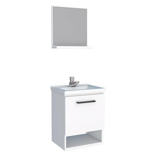 Conjunto Para Banheiro Aço Gabinete e Espelho Pitanga Mais 40 Cozimax Branco