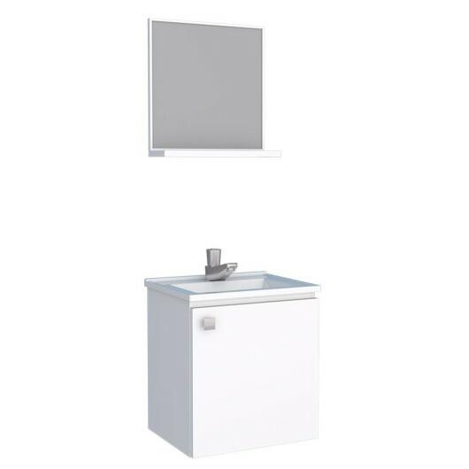 Conjunto Para Banheiro Aço Gabinete e Espelho Cacau 40 Cozimax Branco