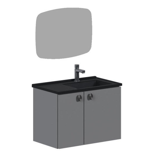 Conjunto para Banheiro em Aço 60x44x36cm Tarumã 60 com Espelho Cozimax Cinza