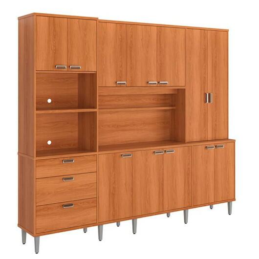 Cozinha Grande Completa 255x220cm 12 Portas 3 Gavetas Pulse 2.6 Lukaliam Jequitiba