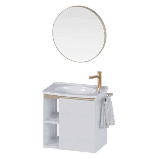 Conjunto para Banheiro Aço 51x51x33cm Jatobá 50 com Espelho Cozimax Branco