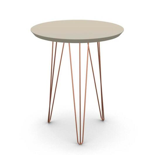 Mesa de Apoio Redonda Pés de Ferro 53 x 53 x 62 Evolution Patrimar Off White
