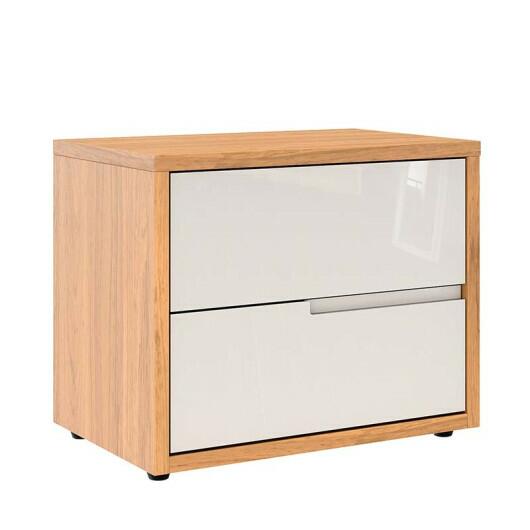 Mesa de Cabeceira 2 Gavetas Cava 100% MDF Concept Robel Freijo/Off White Liso