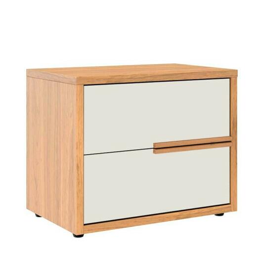 Mesa de Cabeceira 2 Gavetas Puxadores 100% MDF Concept Robel Freijo/Off White Liso
