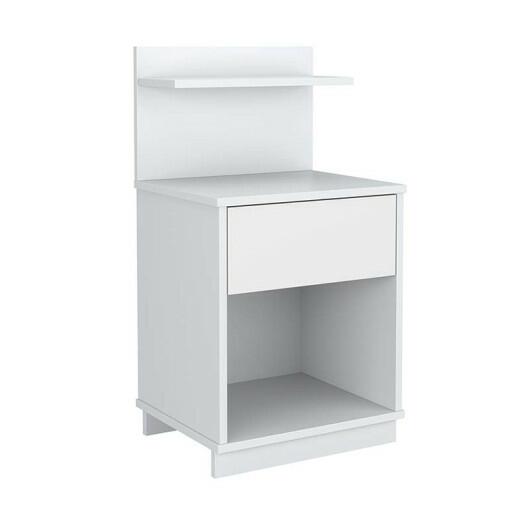 Mesa de Cabeceira 40x74cm com 1 Gaveta e Prateleira Mavie Patrimar Branco