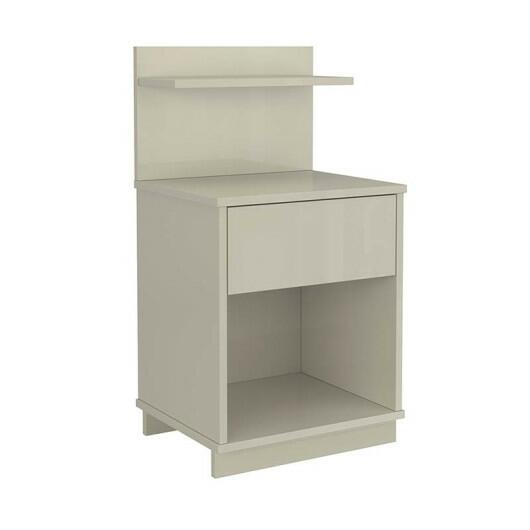 Mesa de Cabeceira 40x74cm com 1 Gaveta e Prateleira Mavie Patrimar Off White