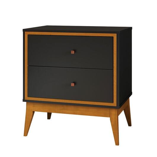 Mesa de Cabeceira 2 Gavetas Bono EAX Móveis Preto/Cedro