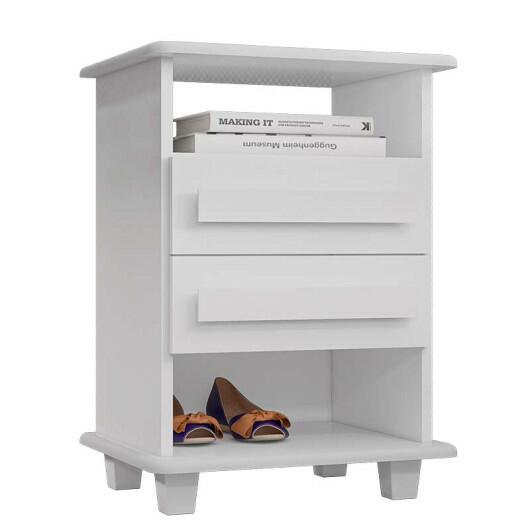 Mesa de Cabeceira Quarto Escritório 2 Gavetas Turim RV Móveis Branco
