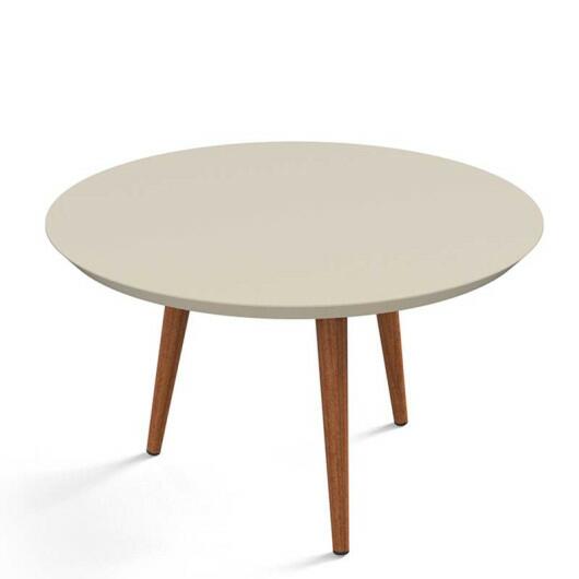 Mesa de Centro Redonda Retrô Pés Palito Luna 67 x 67 x 35 Patrimar Off White