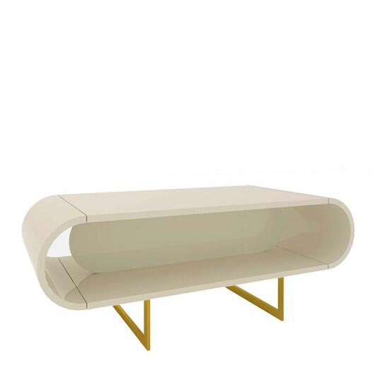 Mesa de Centro Design Exclusivo Nobre Pés de Ferro Gelius Off White