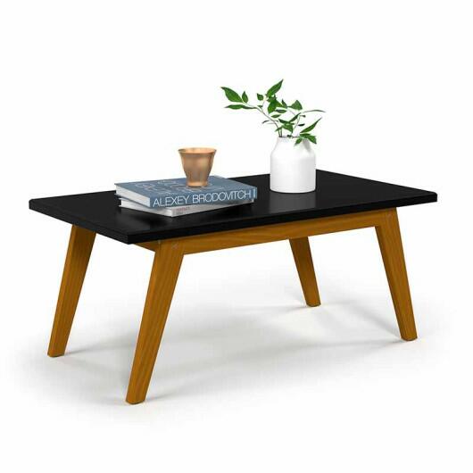 Mesa de Centro Retangular 90 x 50 x 39 Prism Patrimar Preto