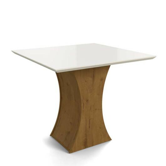 Mesa Para Sala de Jantar 90 x 90 Gabrielle Lukaliam Canela/Off White