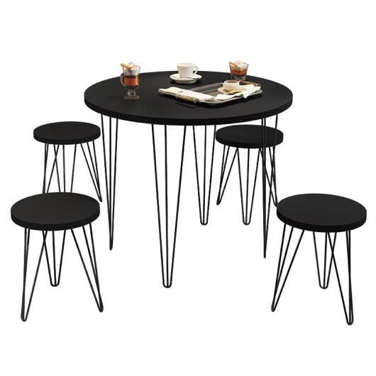 Sala de Jantar Redonda 8080 Com 4 Banquetas 8081 JB Bechara Preto