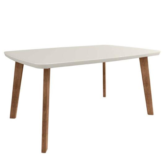 Mesa de Jantar Retrô Tampo Vidro 120x90x78 Pés Oblongo Jade RV Móveis Off White
