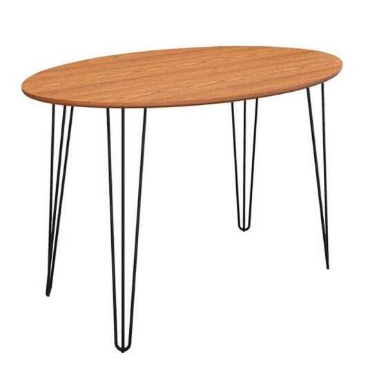 Mesa de Jantar Oval 120x80 Pés Ferro Wood EAX Móveis Naturale