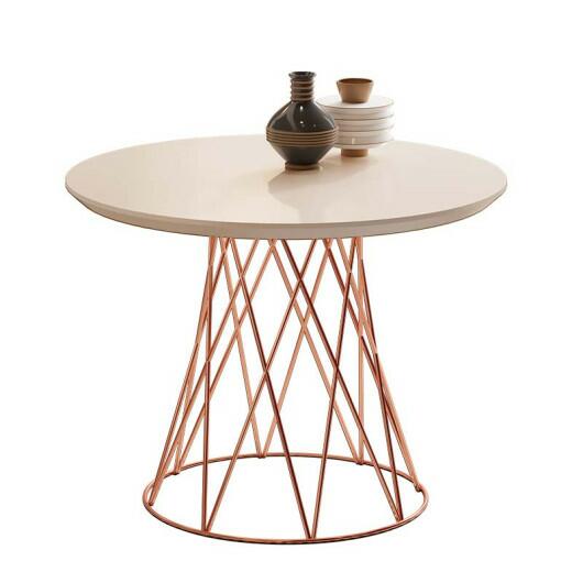 Mesa de Centro Pés Ferro 60 x 60 Redonda 8040 JB Bechara Pérola/Bronze