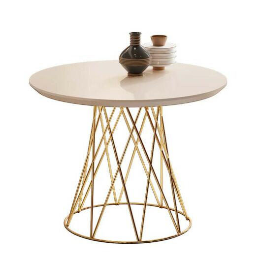 Mesa de Centro Pés Ferro 60 x 60 Redonda 8040 JB Bechara Pérola/Dourado