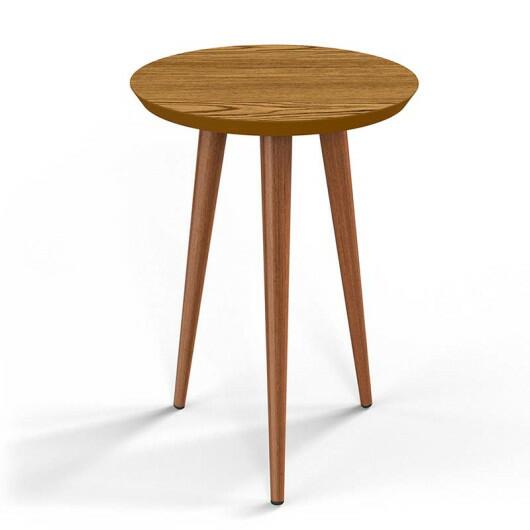 Mesa Lateral Redonda Pés Palito Luna 44 x 44 x 57 Patrimar Cumaru