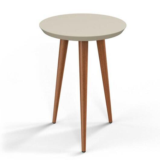 Mesa Lateral Redonda Pés Palito Luna 44 x 44 x 57 Patrimar Off White