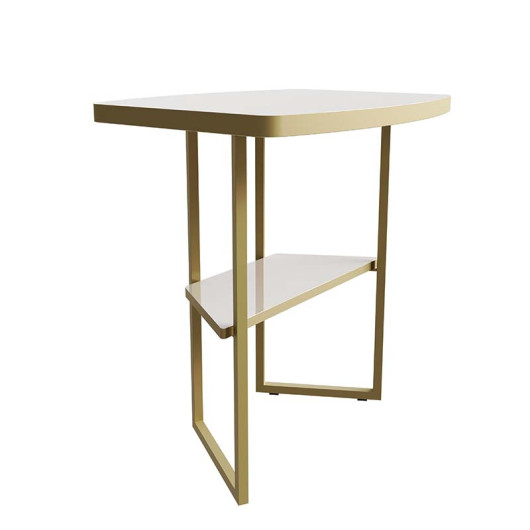 Mesa Lateral Grande Pés de Ferro 50cm Lile Lukaliam Off White/Dourado
