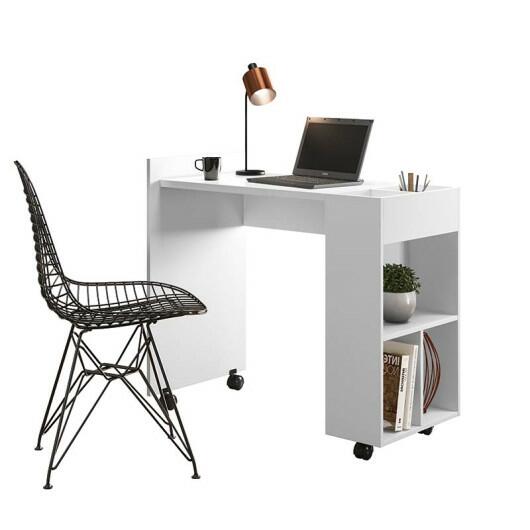 Mesa Pequena Para Escritório Estudos 94cm Alessa M2 Lukaliam Branco