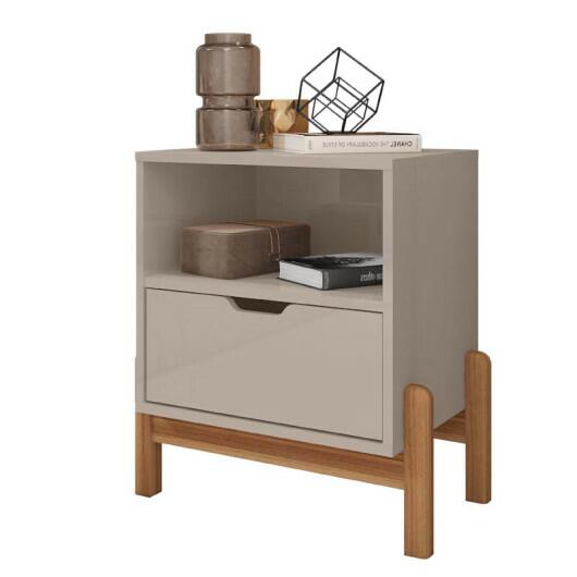 Mesa de Cabeceira 1 Gaveta 1 Nicho 52cm x 58cm Antares Casa D Off White