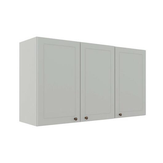 Módulo Armário Aéreo 68x120x34cm 3 Portas 100% MDF Cozinha Provence Robel Branco/Branco Matte