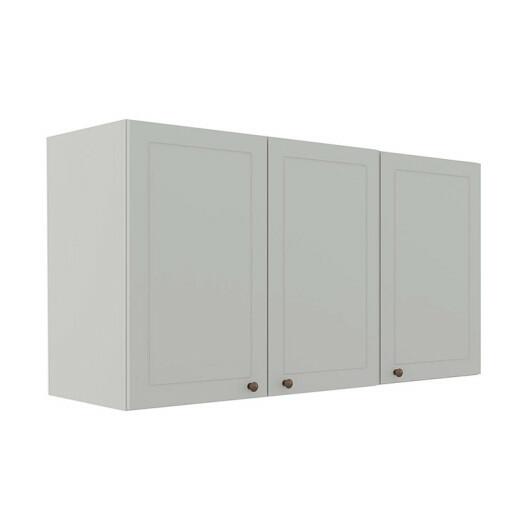 Módulo Armário Aéreo 68x120x56cm 3 Portas 100% MDF Cozinha Provence Robel Branco/Branco Matte
