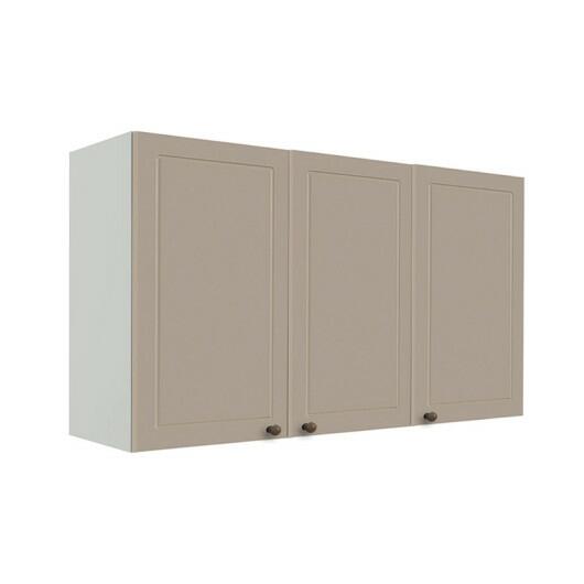 Módulo Armário Aéreo 68x120x34cm 3 Portas 100% MDF Cozinha Provence Robel Branco/Fendi Matte