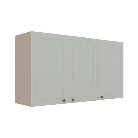 Módulo Armário Aéreo 68x120x34cm 3 Portas 100% MDF Cozinha Provence Robel Fendi/Branco Matte