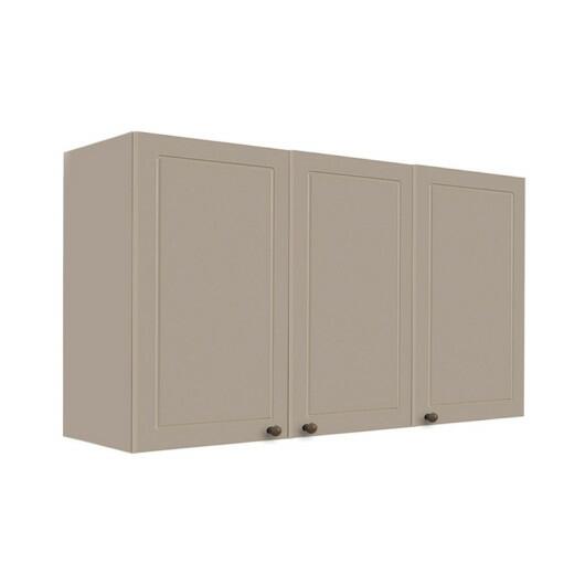 Módulo Armário Aéreo 68x120x34cm 3 Portas 100% MDF Cozinha Provence Robel Fendi/Fendi Matte