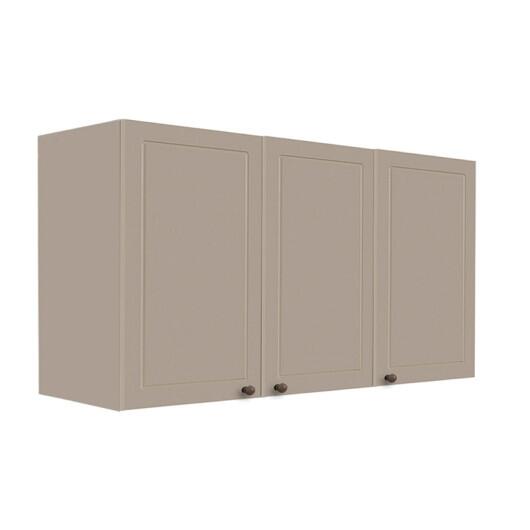 Módulo Armário Aéreo 68x120x56cm 3 Portas 100% MDF Cozinha Provence Robel Fendi/Fendi Matte