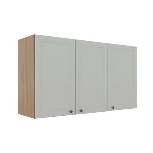 Módulo Armário Aéreo 68x120x34cm 3 Portas 100% MDF Cozinha Provence Robel Hanover/Branco Matte