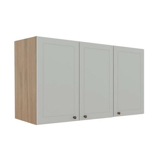 Módulo Armário Aéreo 68x120x56cm 3 Portas 100% MDF Cozinha Provence Robel Hanover/Branco Matte