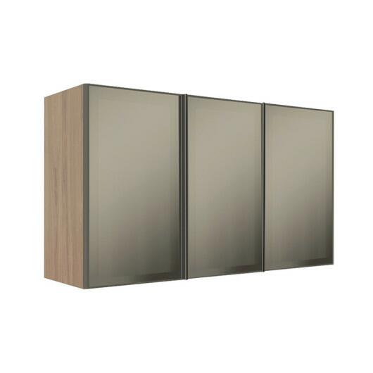 Módulo Armário Aéreo 68x120x34cm 3 Portas Vidro Reflecta Cozinha Modulada Robel Hanover