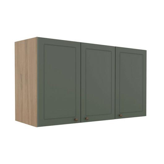 Módulo Armário Aéreo 68x120x56cm 3 Portas 100% MDF Cozinha Provence Robel Hanover/Sálvia Matte