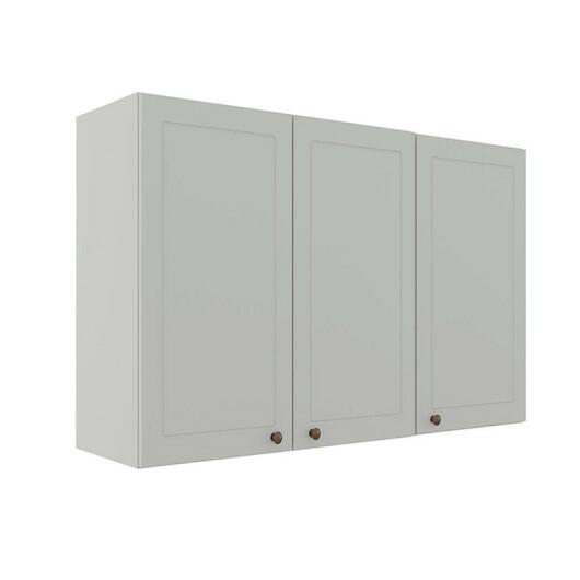 Módulo Armário Aéreo 88x120x34cm 3 Portas 100% MDF Cozinha Provence Robel Branco/Branco Matte