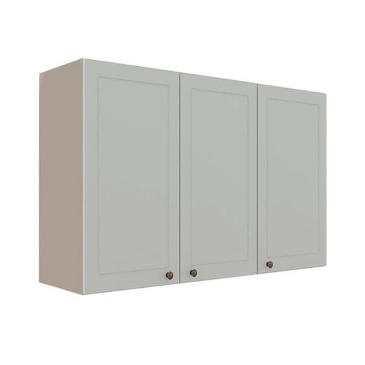Módulo Armário Aéreo 88x120x34cm 3 Portas 100% MDF Cozinha Provence Robel Fendi/Branco Matte