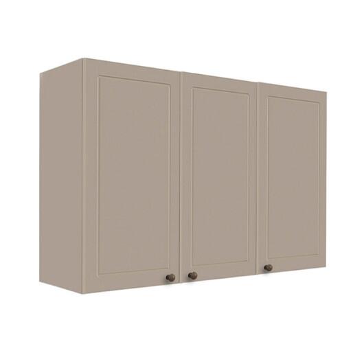 Módulo Armário Aéreo 88x120x34cm 3 Portas 100% MDF Cozinha Provence Robel Fendi/Fendi Matte