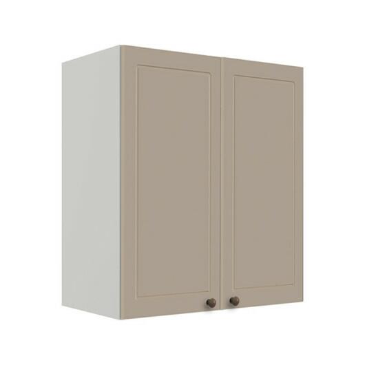 Módulo Armário Aéreo 68x60x34cm 2 Portas 100% MDF Cozinha Modulada Provence Robel Branco/Fendi Matte