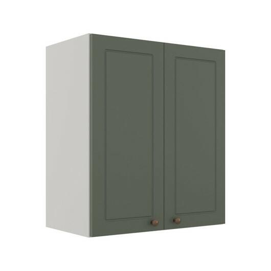 Módulo Armário Aéreo 68x60x34cm 2 Portas 100% MDF Cozinha Modulada Provence Robel Branco/Salvia Matte